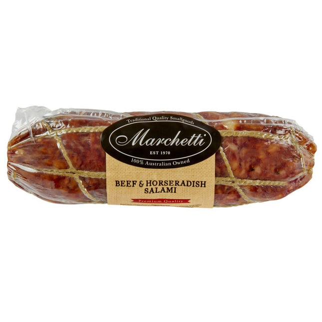 Marchetti Beef & Horseradish Salami 390G (* Refrigerated items are for local pick-up or deliveries less than 8 km from our Moorabbin Store )