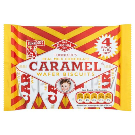 Tunnock's Caramel Wafer Biscuits 4 Pack 120G ( BB 30/11/2024 )