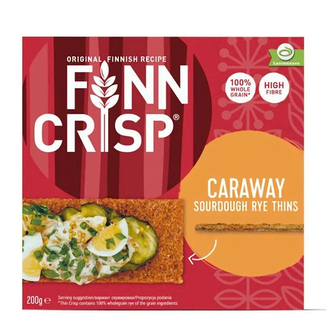 Finn Crisp Caraway Sourdough Rye Thins 200G ( BB 06/12/2025 )