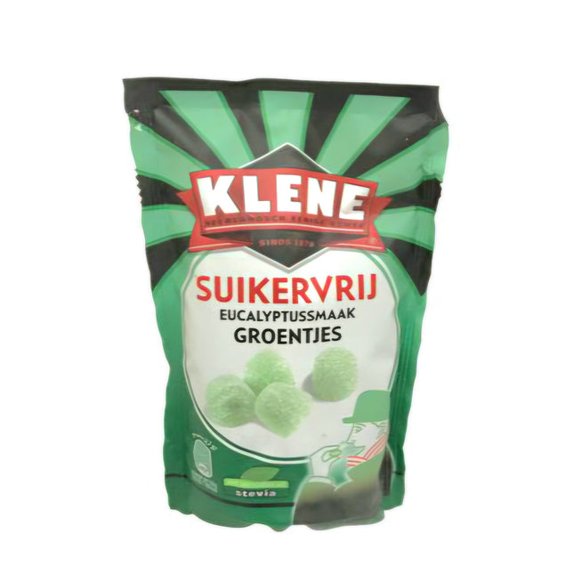 Klene Suikervrij Green Eucalyptus Griotten Groentenjes Licorice Sugar Free 90G ( BB 30/05/2026 )