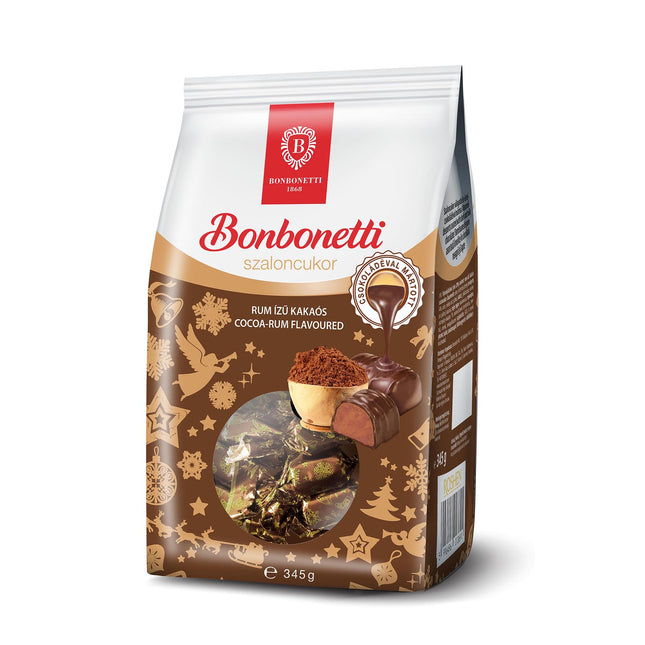 Bonbonetti Szaloncukor Hungarian Christmas Chocolate Candy Rum in Dark Chocolate 280G ( BB 26/07/2026 )