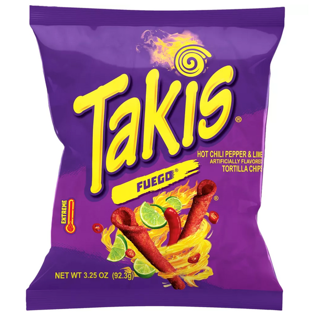 Takis Fuego Hot Chilli Pepper & Lime 3.25oz 92.3G ( BB 30/04/2026 )