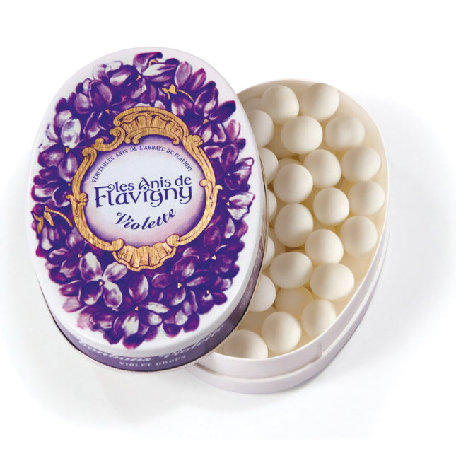 Les Anis De Flavigny Oval Tin Bonbons Violette Sweets 50G ( BB 06/2028 )