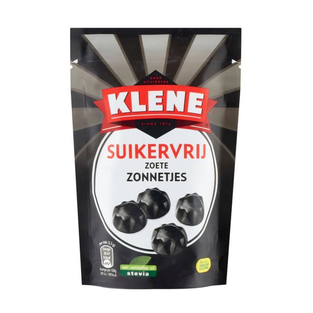 Klene Suikervrij Zoete Zonnetjes Sweet Sun Licorice Sugar Free 110G ( BB 30/04/2026 )