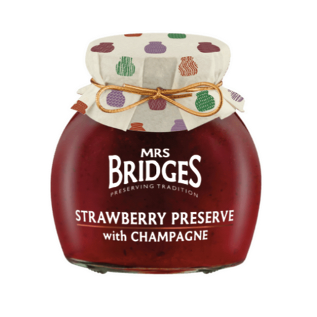 Mrs Bridges Strawberry Preserve with Champagne 340G ( BB 31/03/2029 )