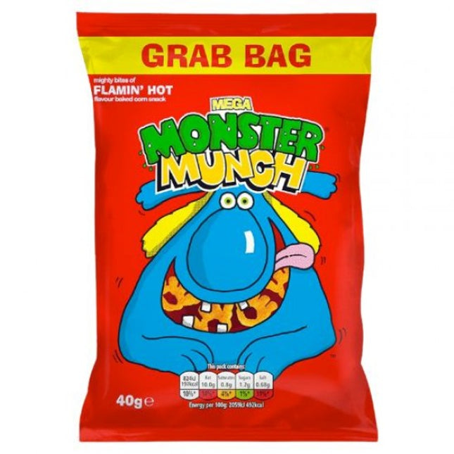 Monster Munch Sweet & Spicy Flaming Hot Grab Bag Grab Bag 40G ( BB 14/02/2026 )