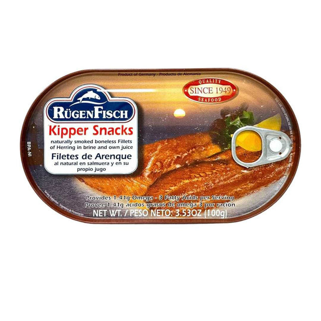 Rugen Fisch Kipper Snacks Smoked Fillets in Brine & Own Juice 100G ( BB 31/12/2028 )