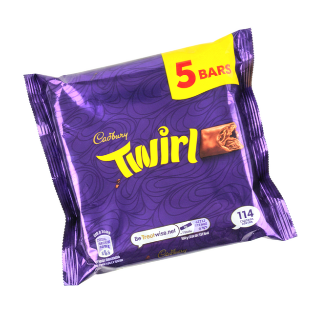 Cadbury Twirl Milk Chocolate 5 Bars Multipack 107.5G ( BB 16/01/2027 )