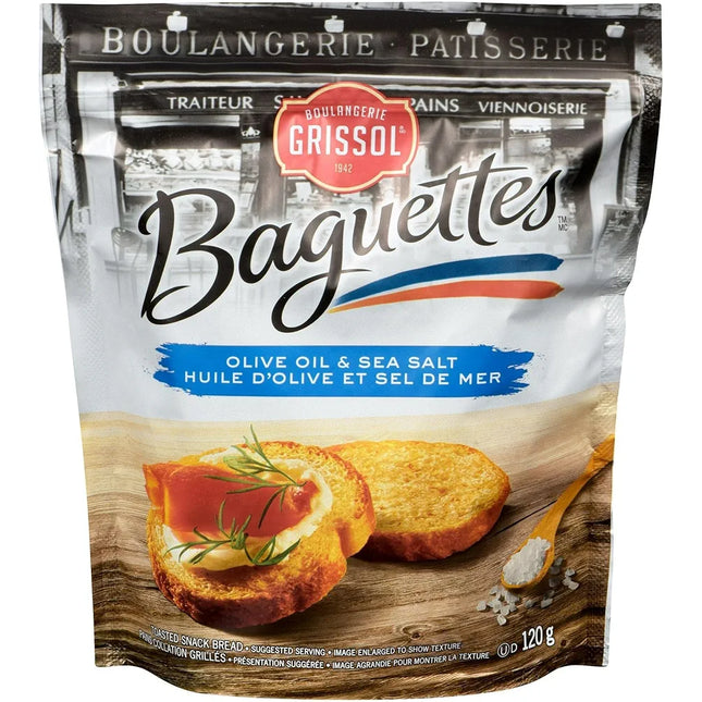 Boulangerie Grissol Baguettes Olive Oil & Sea Salt Flavour Toasted Snack Bread 120G ( BB 26/11/2026 )