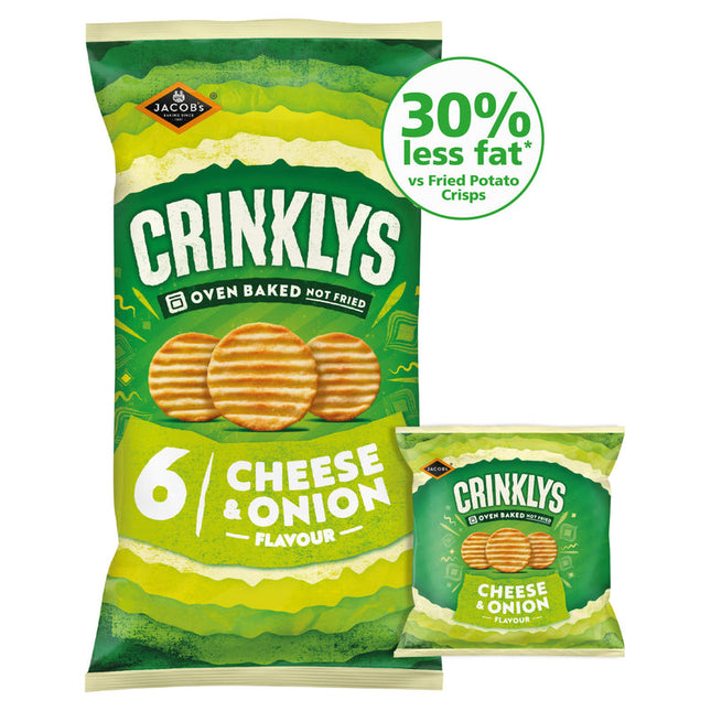 Jacob's Cheese & Onion Crinklys Chips 6 Multipack 138G ( BBD 19/12/2026 )
