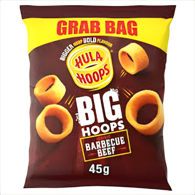 Hula Hoops BBQ Beef BIG HOOPS Potato Rings 45G ( BB 09/09/2026 )