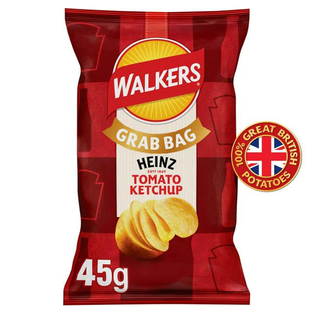 Walkers Heinz Tomato Ketchup Crisps Grab Bags 45G ( BB 30/05/2026 )
