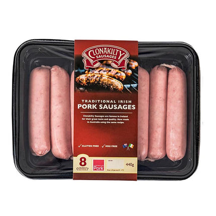 Clonakilty Irish Pork Sausage 440g ( * Refrigerated items are for local pick-up or deliveries within 10 km from our Moorabbin store only )