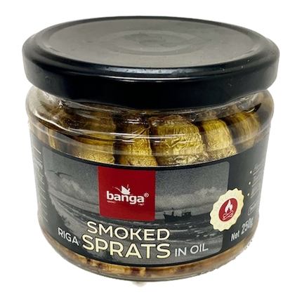 Banga Smoked Sprats in Oil 250g Glass Jar ( BB 06/09/26 )