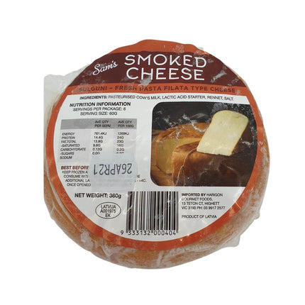 Sam's Smoked Cheese Sulguni 360g.(* Refrigerated items are for local pick-up or deliveries less than 10km from our Moorabbin store only.)