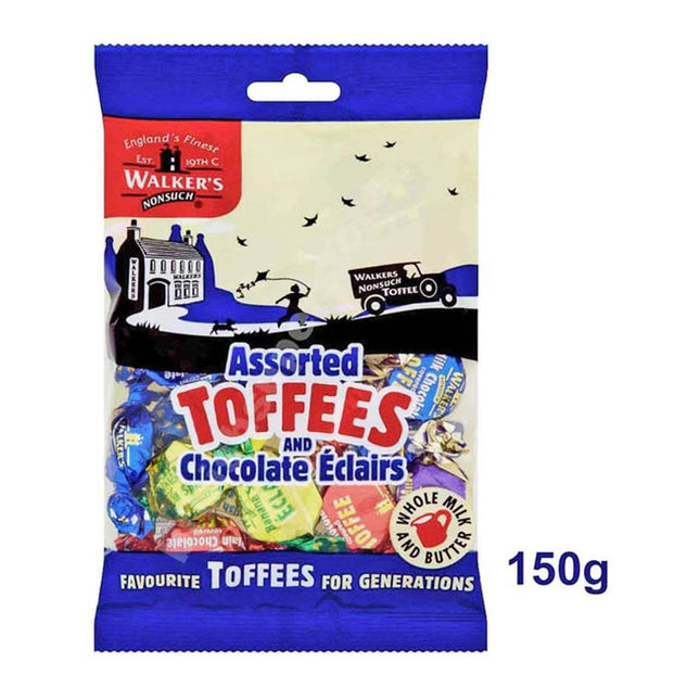 Walker's Assorted Toffees & Chocolate Eclairs 150G ( BB 02/04/2026 )