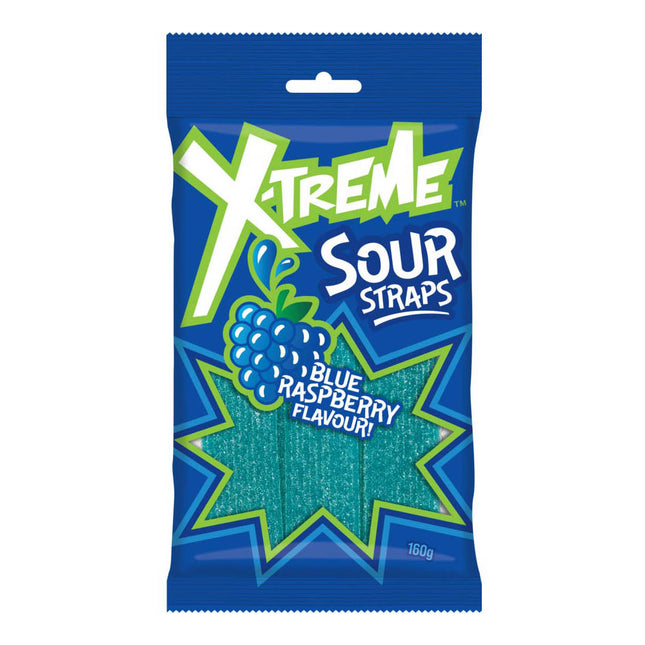 X-Treme Sour Straps Blue Raspberry Flavour 160G ( BB 30/08/2026 )