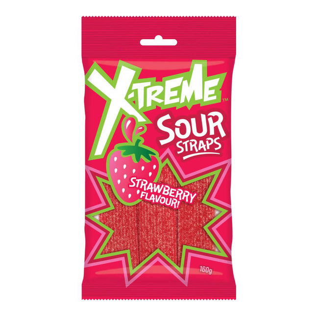 X-Treme Sour Straps Strawberry Flavour 160G ( BB 18/06/2026 )