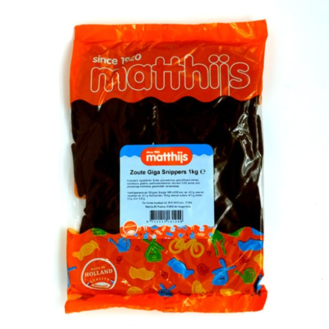 Matthijs Zoute Giga Snippers / Large Diamond Licorice 1kg bag ( BB 30/08/2026 )