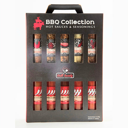 Grill Society BBQ Collection Hot Sauces & Seasoning Gift Pack 10 Bottles ( BB 18/02/2026 )