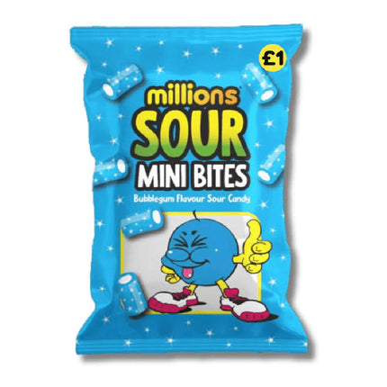 Millions Sour Mini Bites Bubblegum Flavour Sour Candy 140G ( BB 09/2025 )