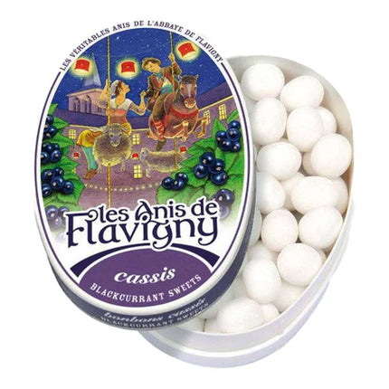 Les Anis De Flavigny Cassis Blackcurrant Flavoured Sweet Oval Tin 50G ( BB 07/2028 )