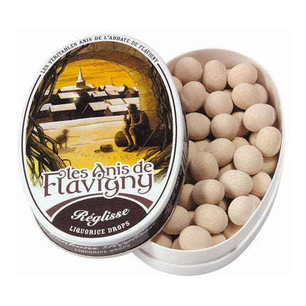 Les Anis De Flavigny Reglisse Liquorice Flavoured Sweet Oval Tin 50G ( BB 03/2028 )