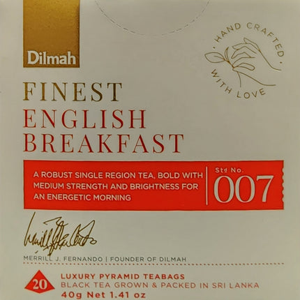 Dilmah Finest English Breakfast Tea 20 Tea Bags 40G ( BB 01/2027 )