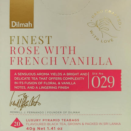 Dilmah Finest Rose with French Vanilla Tea 20 Tea Bags 40G ( BB 01/2026 )