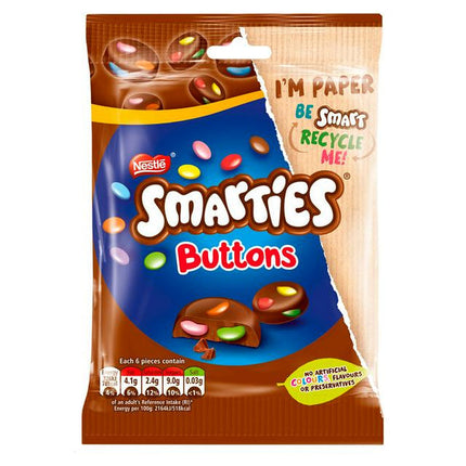 Nestle Smarties Buttons Milk Chocolate Pouch 90G ( BB 09/2024 )