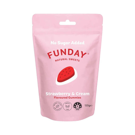 Funday Strawberry & Cream Share Bag No Sugar Added 120G ( BB 09/07/2026 )