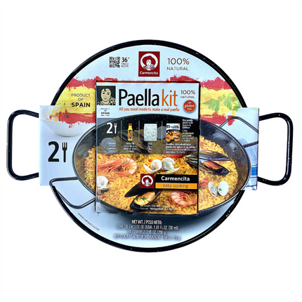 Carmencita Seafood Paella Kit ( 2 Serves Paella Pan with Bomba Rice & Ingredients )