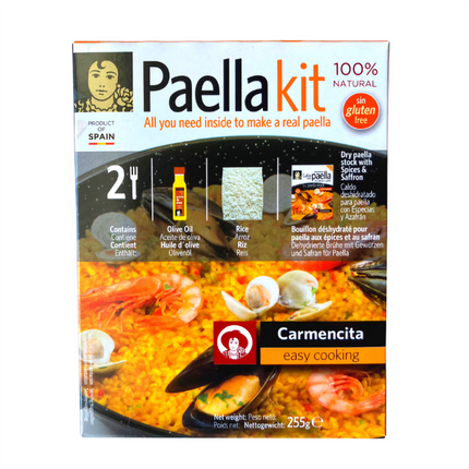 Carmencita Seafood Paella Kit ( 2 Serves Paella Pan with Bomba Rice & Ingredients )