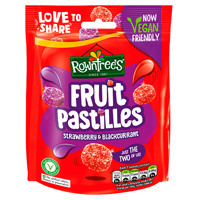 Rowntree's Fruit Pastilles Strawberry & Blackcurrant Pouch 143G ( BB 07/2024 )