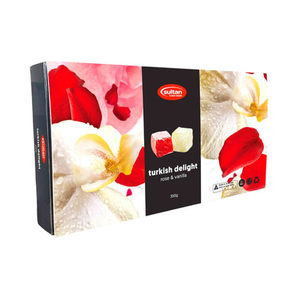 Sultan Sweets Turkish Delight Rose & Vanilla 350G ( BB 28/02/2026 )