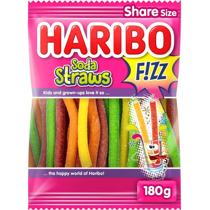 Haribo Soda Straws Fizz 180G ( BB 30/06/2027 ) ☆ Buy 11 get 1 Free☆