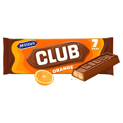 McVitie's Club Orange Milk Chocolate 7 Bars Multipack 154G ( BBD 31/01/2027 )