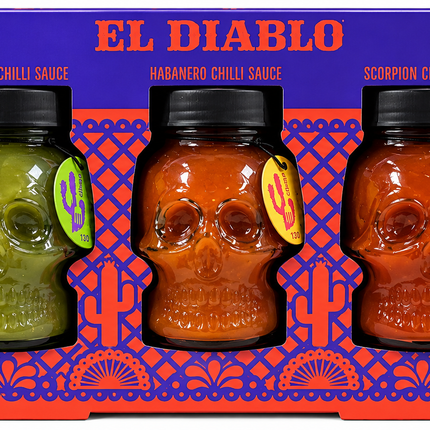 Chapala EL DIABLO Mexican Collection Jalapeno, Habanero  & Scorpion Chilli Sauce Gift Box ( BBD 15/12/2027 )