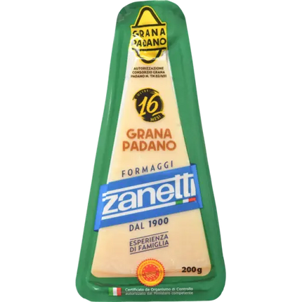 Zanetti Grana Padano 200G ( BB 31/12/2026 ) Refrigerated Cheese not suitable for Shipping,  pick-up in-store Only