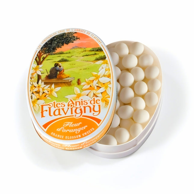 Les Anis De Flavigny Orange Blossom Flavoured Sweet Oval Tin 50G ( BBD 07/2028 )