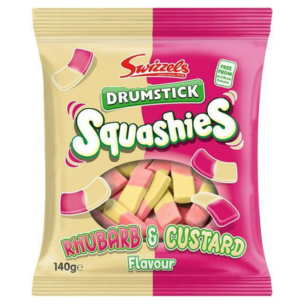 Swizzels Drumsticks Squashies Rhubarb & Custard Flavour 140G ( BBD 01/10/2027 ) ☆ Buy 11 get 1 Free ☆