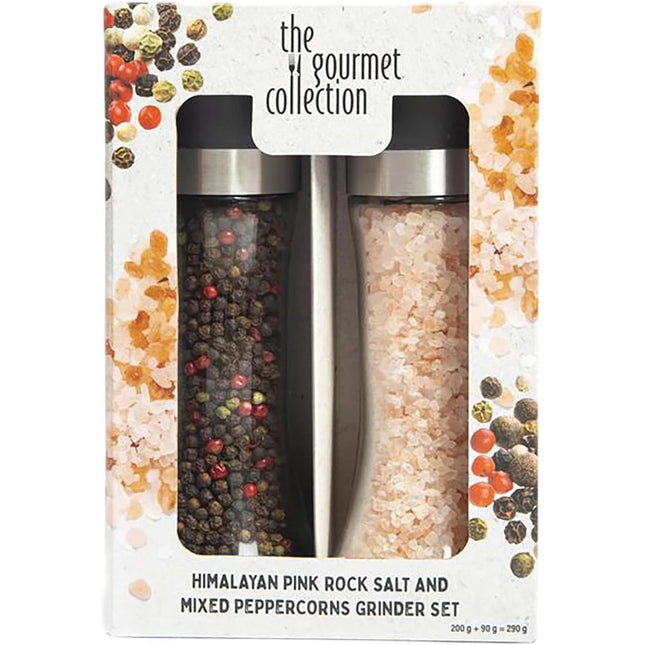 The Gourmet Collection Pink Himalayas Rock Salt 200G & Mixed Peppercorn Grinder 90G Twin Pack ( BB 30/06/2026 )