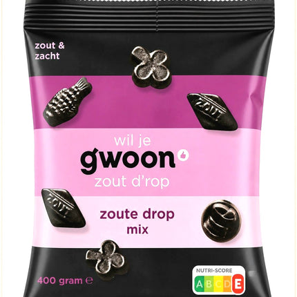 Gwoon Zoute Salty Licorice Drop Mix 400G ( BB 23/10/2027 ) ☆ Buy 11 get 1 Free ☆