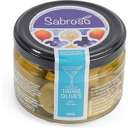 Sabroso Pitted Green Olives Gordal with Gin Flavour 280G ( BB 11/03/2028 )