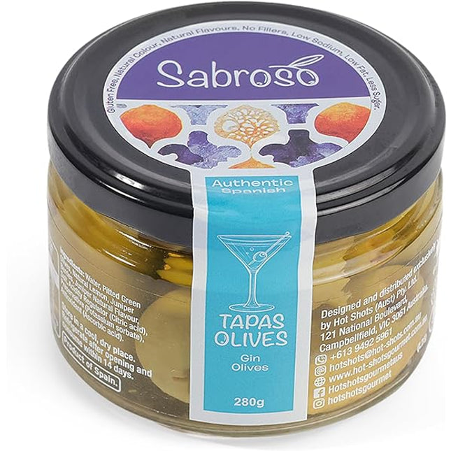 Sabroso Pitted Green Olives Gordal with Gin Flavour 280G ( BB 11/03/2028 )
