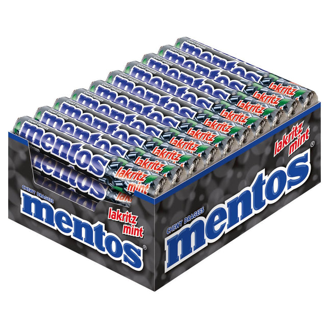 Mentos Licorice Drop Rolls 37.5G Box of 40 Rolls ( BB 30/09/2027 )