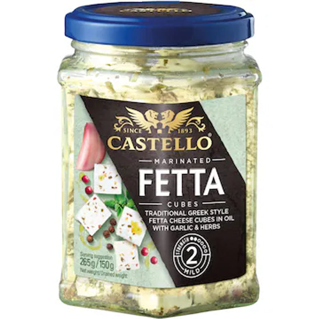 Castello Marinated Greek Style Cube Cheese with Garlic & Herbs 265G ( BB 25/02/2026 Refrigerated items for Local Pick-up Only )