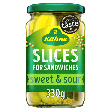 Kuhne Gherkin Slices for Sandwiches 370ml ( BB 15/12/2026 )