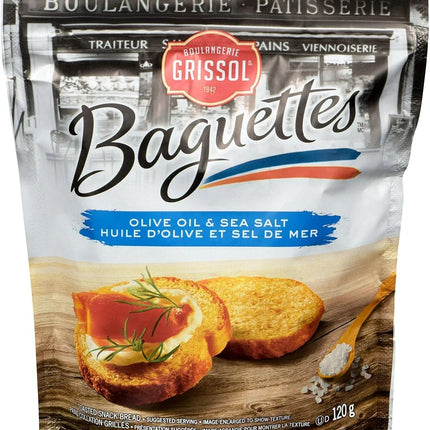 Boulangerie Grissol Baguettes Olive Oil & Sea Salt Flavour Toasted Snack Bread 120G ( BB 26/11/2026 )