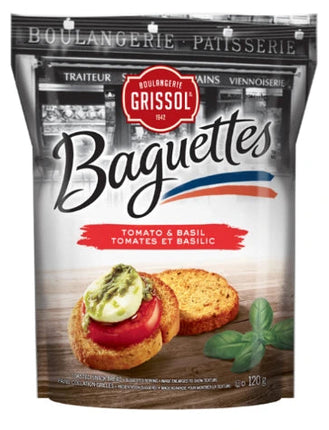 Boulangerie Grissol Baguettes Tomato & Basil Toasted Snack Bread 120G ( BB 26/12/2026 )